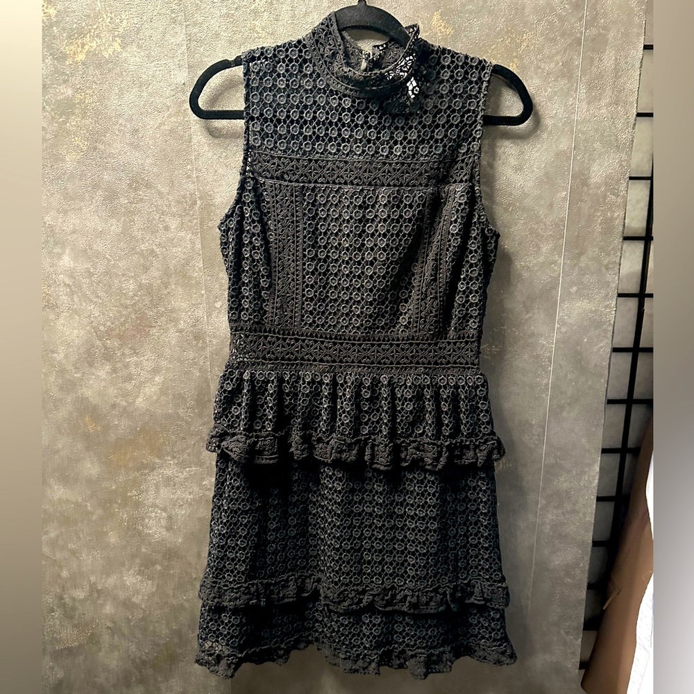 Leith Lace Detail Mock Neck Sleeveless Dress Size L
